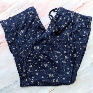 Women's Blue Lounge Pajama Pants with Star Print